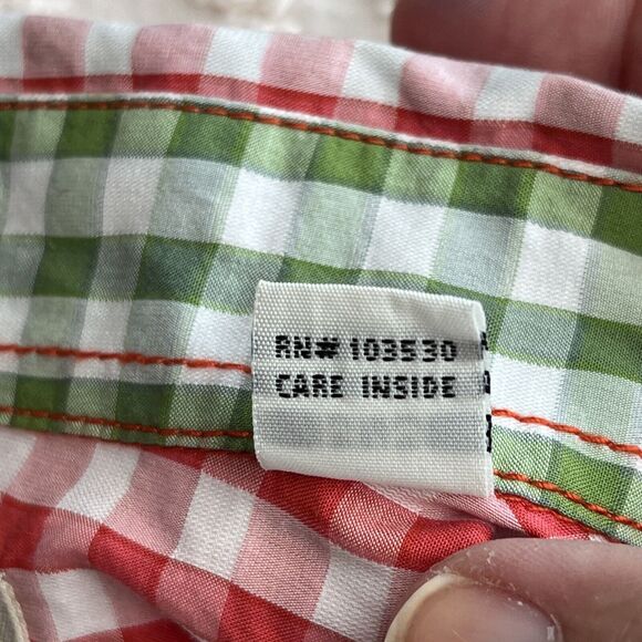 Age Of Wisdom Med. Men's Gingham Check LS Button Down Shirt Flip Cuff Pearl Snap - Picture 10 of 12